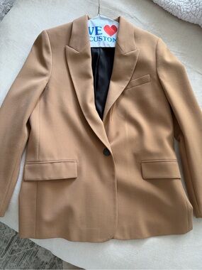 Zara Camel Single-Button Tailored Blazer
